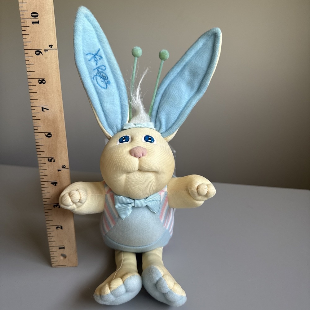 Vtg 1985 Cabbage Patch Kids Bunny Bee Xavier Roberts Blue Plush Pouch 13" - Picture 2 of 16